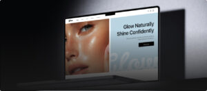 Laptop with a frame of the homepage Glow's website built on Shopify