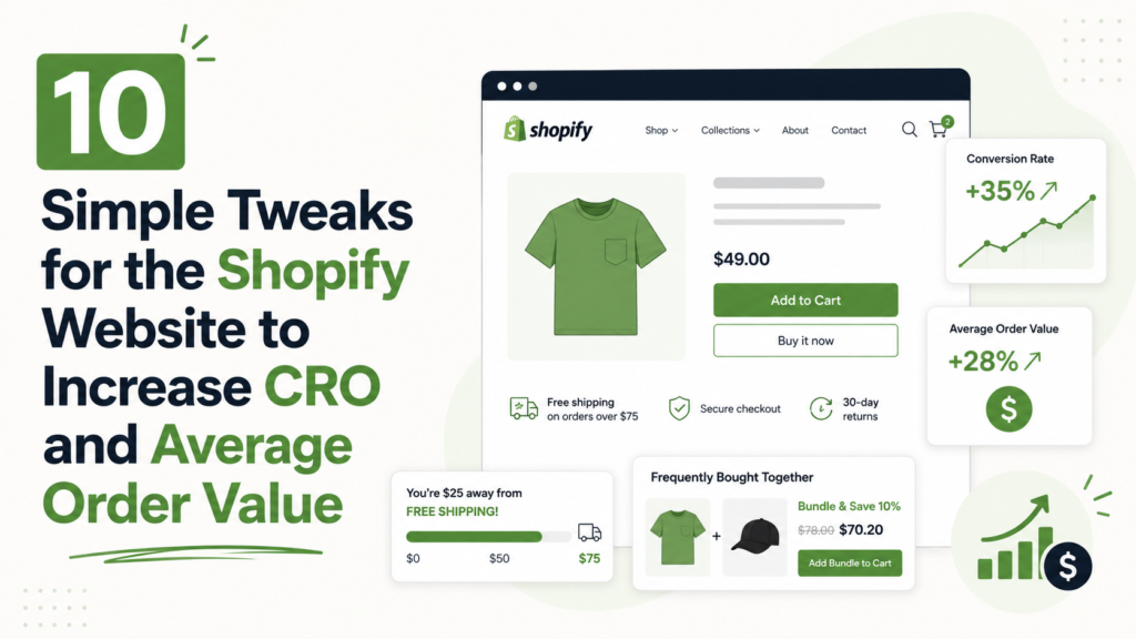 10 Simple tweaks for the Shopify website to increase CRO and Average Order Value Cover.