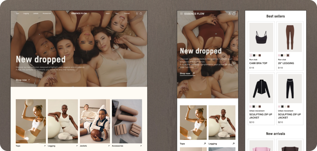 essence flow shopify case homepage