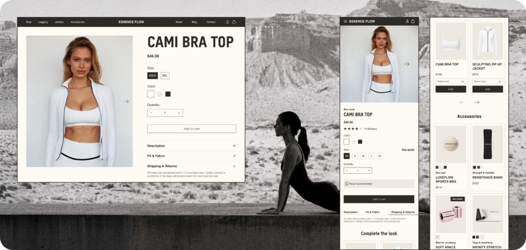 essence flow shopify case product page